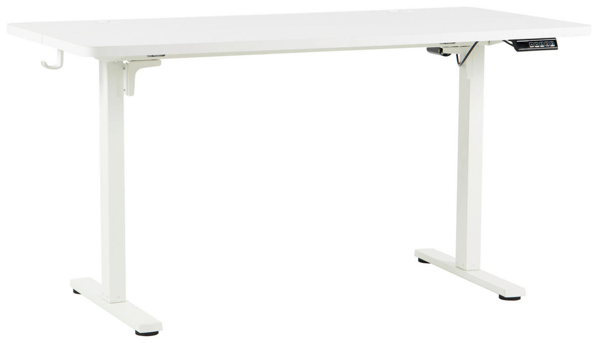 SCHREIBTISCH 140/70/72/118 cm Weiss höhenverstellbar elektrisch höhenverstellbar  - Weiss, Modern, Holzwerkstoff/Metall (140/70/72/118cm) - Livetastic