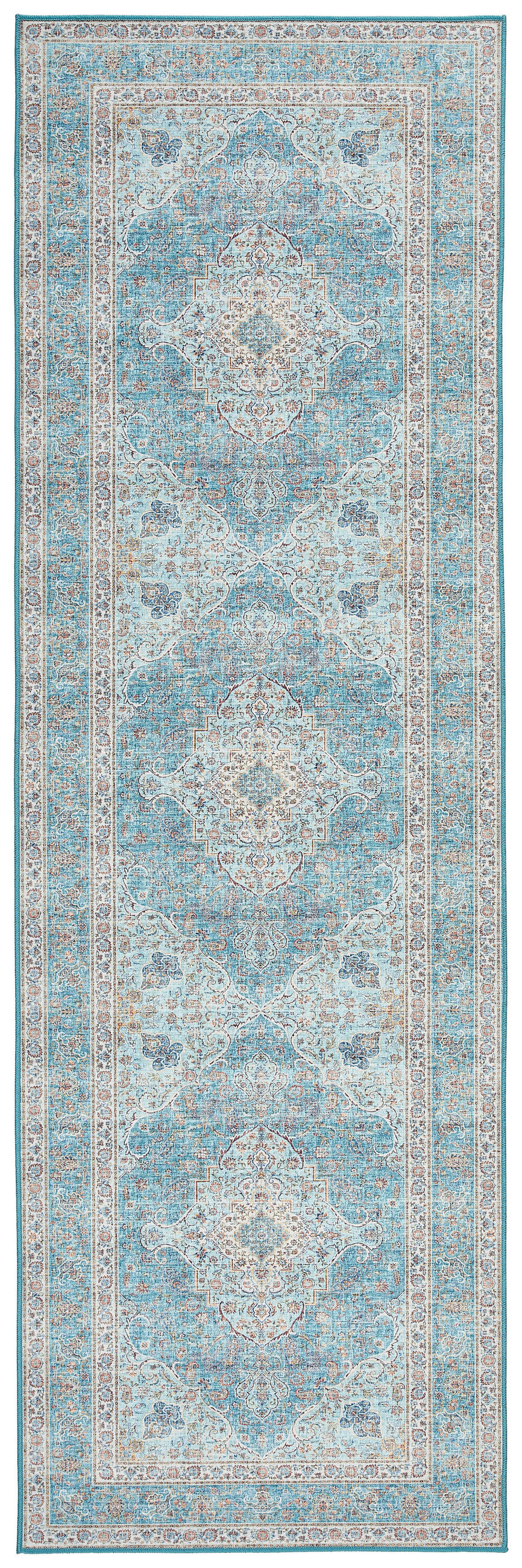 LÄUFER 80/250 cm Creme, Pastellblau, Cognac  - Pastellblau/Cognac, LIFESTYLE, Kunststoff/Textil (80/250cm) - Novel