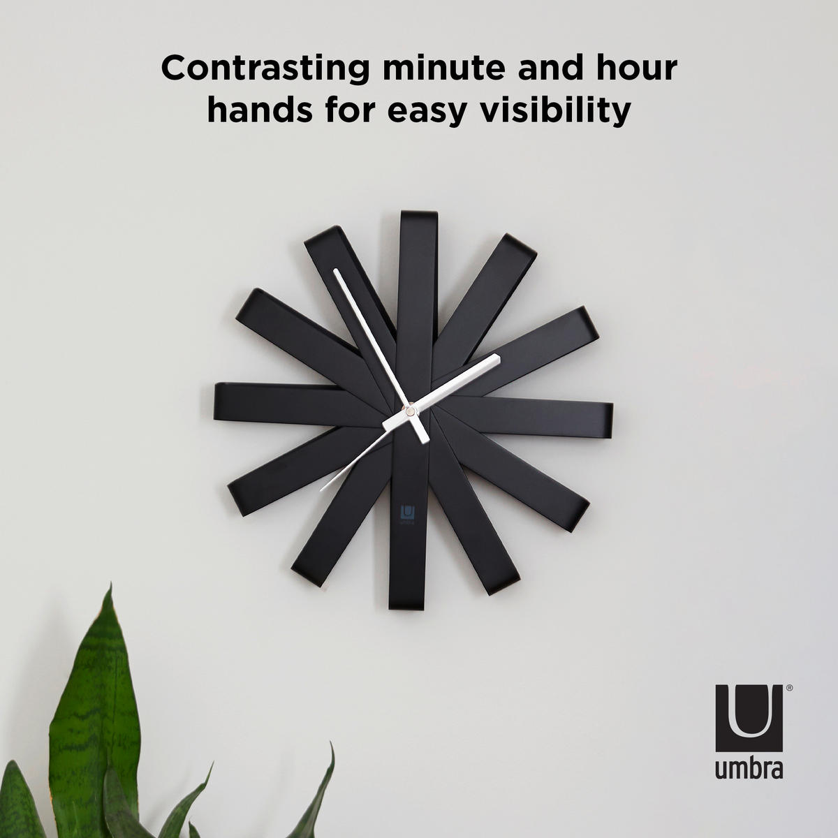 WANDUHR  Schwarz  - Schwarz, Basics, Metall (30/30/7cm) - Umbra