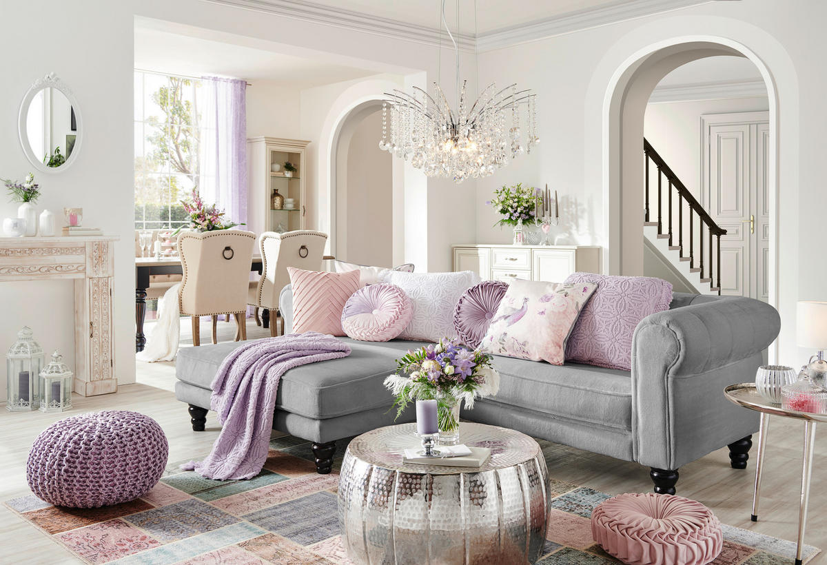 ECKSOFA  in Plüsch Grau  160/260 cm  - Dunkelbraun/Grau, Design, Holz/Textil (160/260cm) - MID.YOU