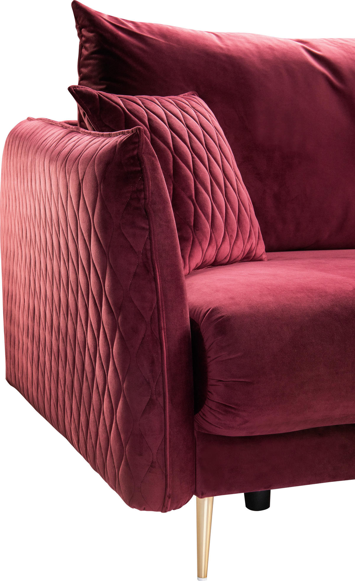 SCHLAFSOFA Samt Weinrot  - Weinrot/Goldfarben, Design, Textil/Metall (235/96/104cm) - MID.YOU