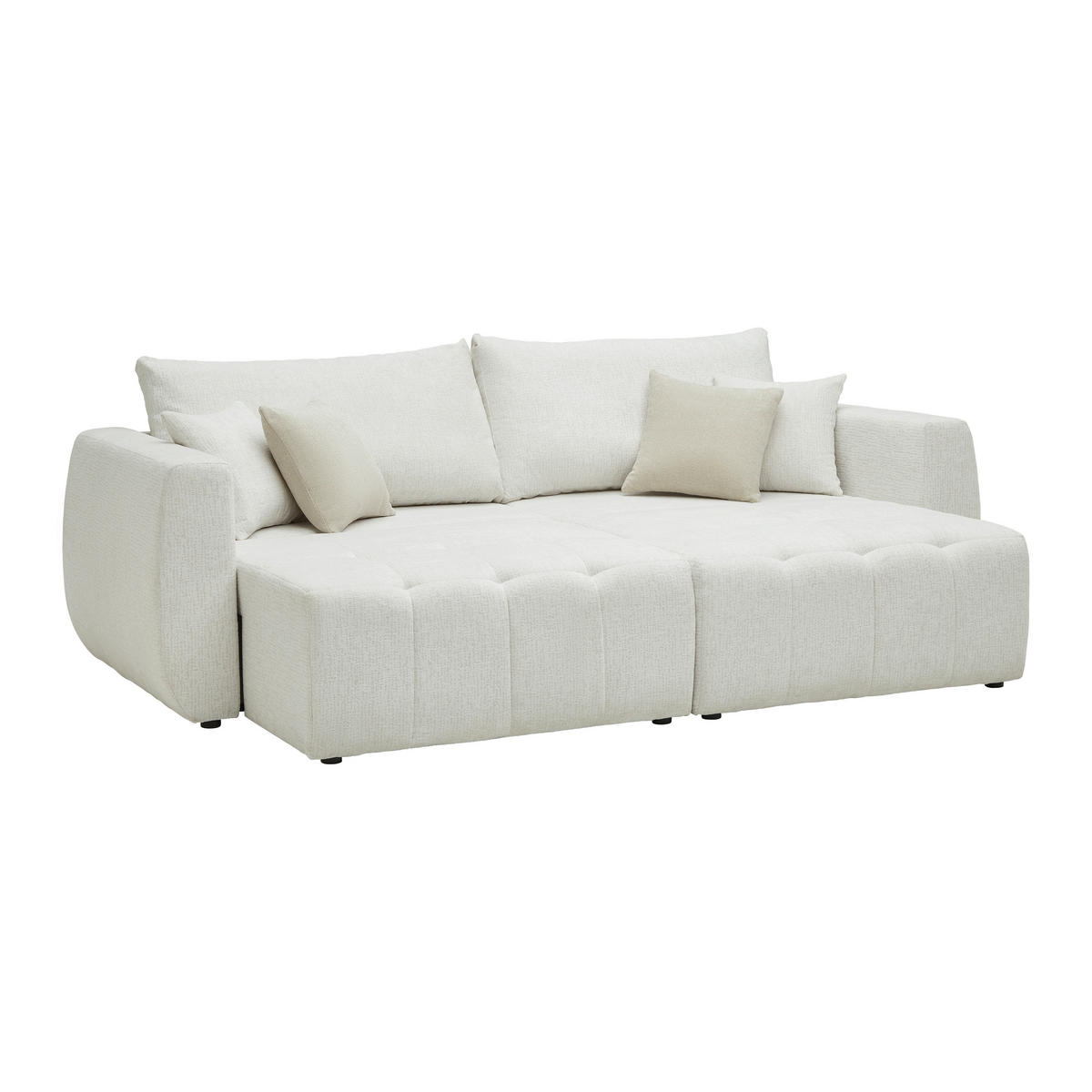 SCHLAFSOFA in Chenille, Jacquard Creme  - Beige/Creme, Kunststoff/Textil (245/74-90/104cm) - MID.YOU