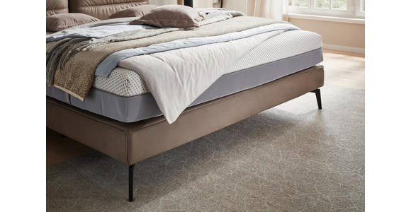 BOXSPRINGBETT 180/200 cm in Hellbraun - Hellbraun/Schwarz, Design, Textil/Metall (180/200cm) - Johann Jakob