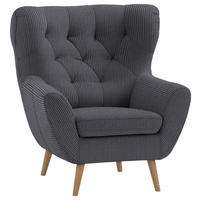 OHRENSESSEL in Cord Anthrazit  - Eichefarben/Anthrazit, Design, Holz/Textil (87/101/95cm) - Stylife