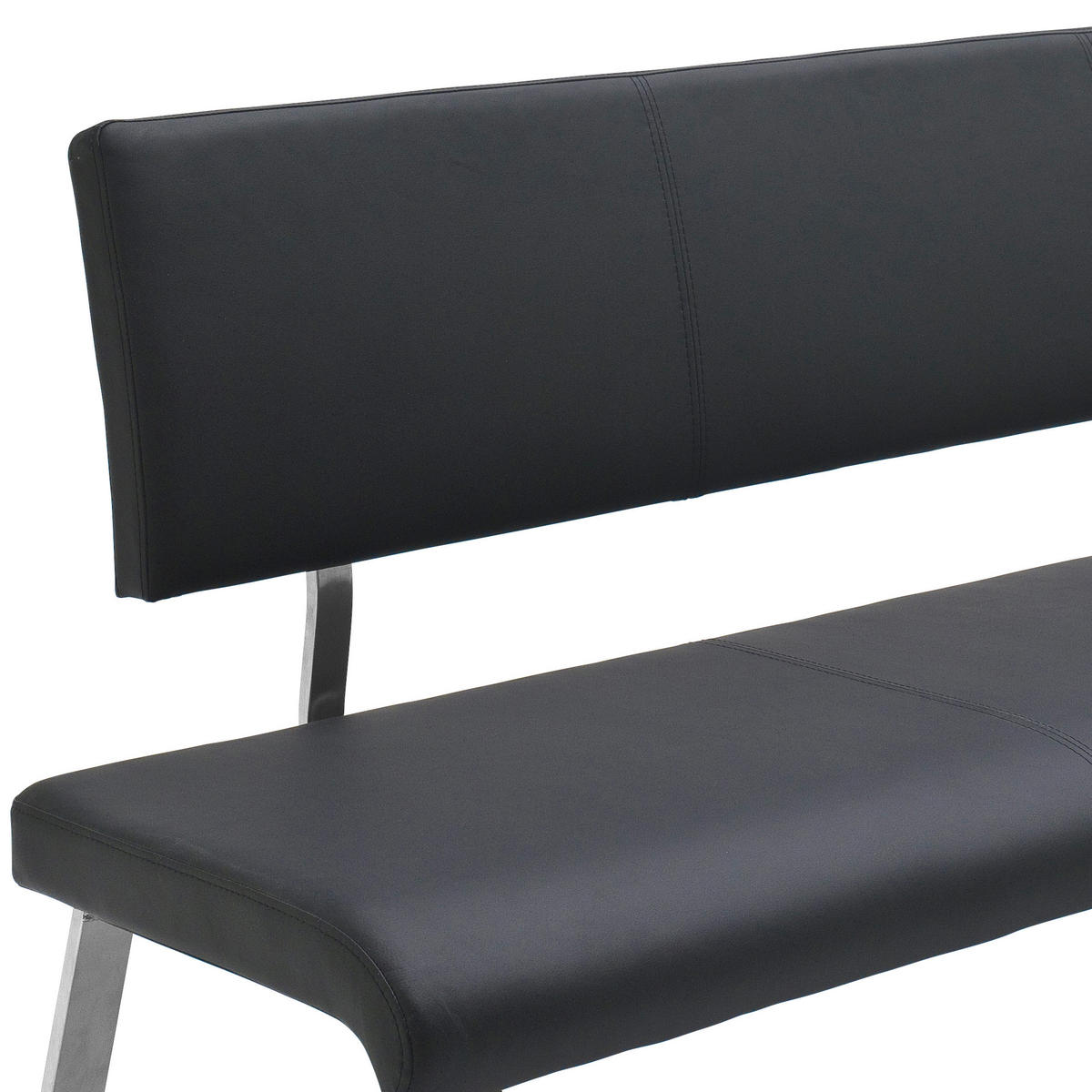 SITZBANK in Metall, Leder Schwarz, Edelstahlfarben  - Edelstahlfarben/Schwarz, Design, Leder/Metall (175/86/59cm) - Livetastic