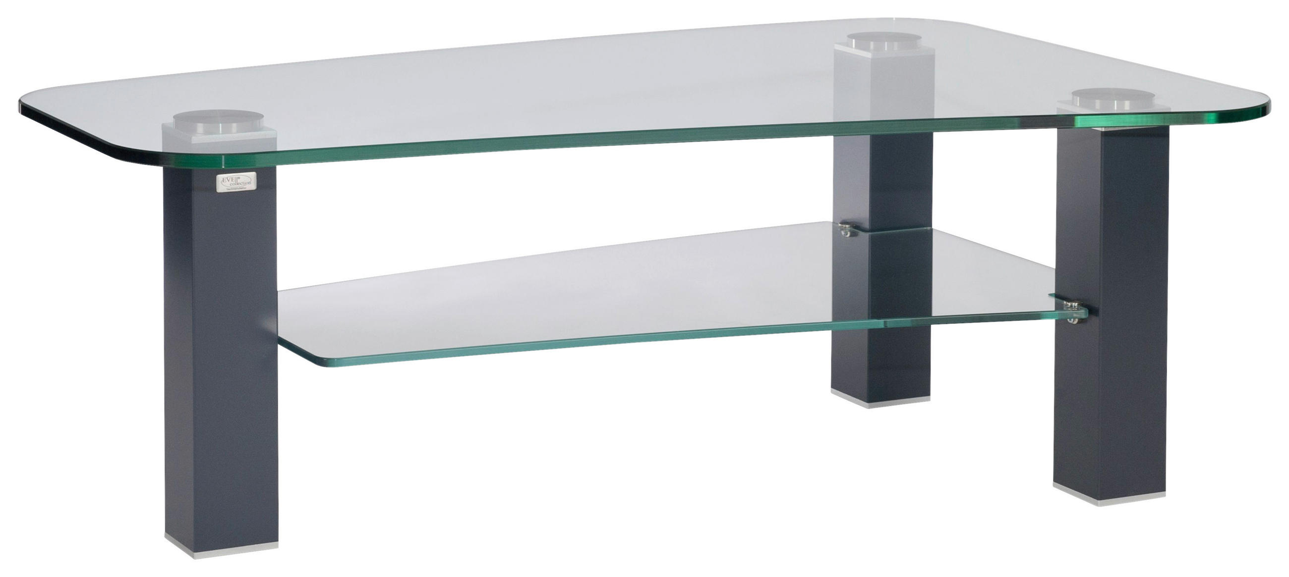 COUCHTISCH Klarglas 110/70/42,5 cm Freiform Graphitfarben  - Graphitfarben, KONVENTIONELL, Glas/Metall (110/70/42,5cm)