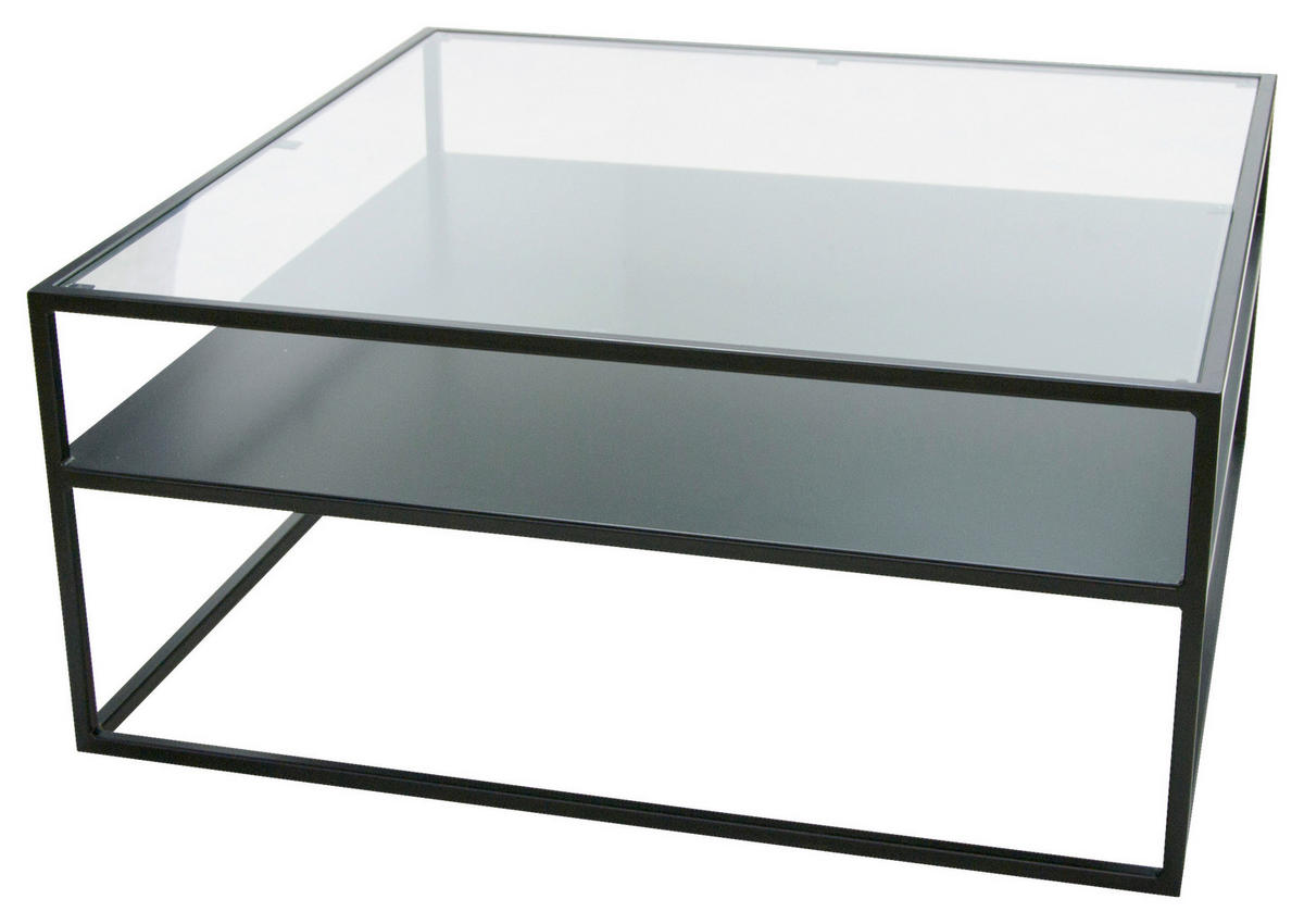 COUCHTISCH Sicherheitsglas 80/80/36 cm quadratisch Schwarz  - Schwarz, Design, Glas/Metall (80/80/36cm) - Novel