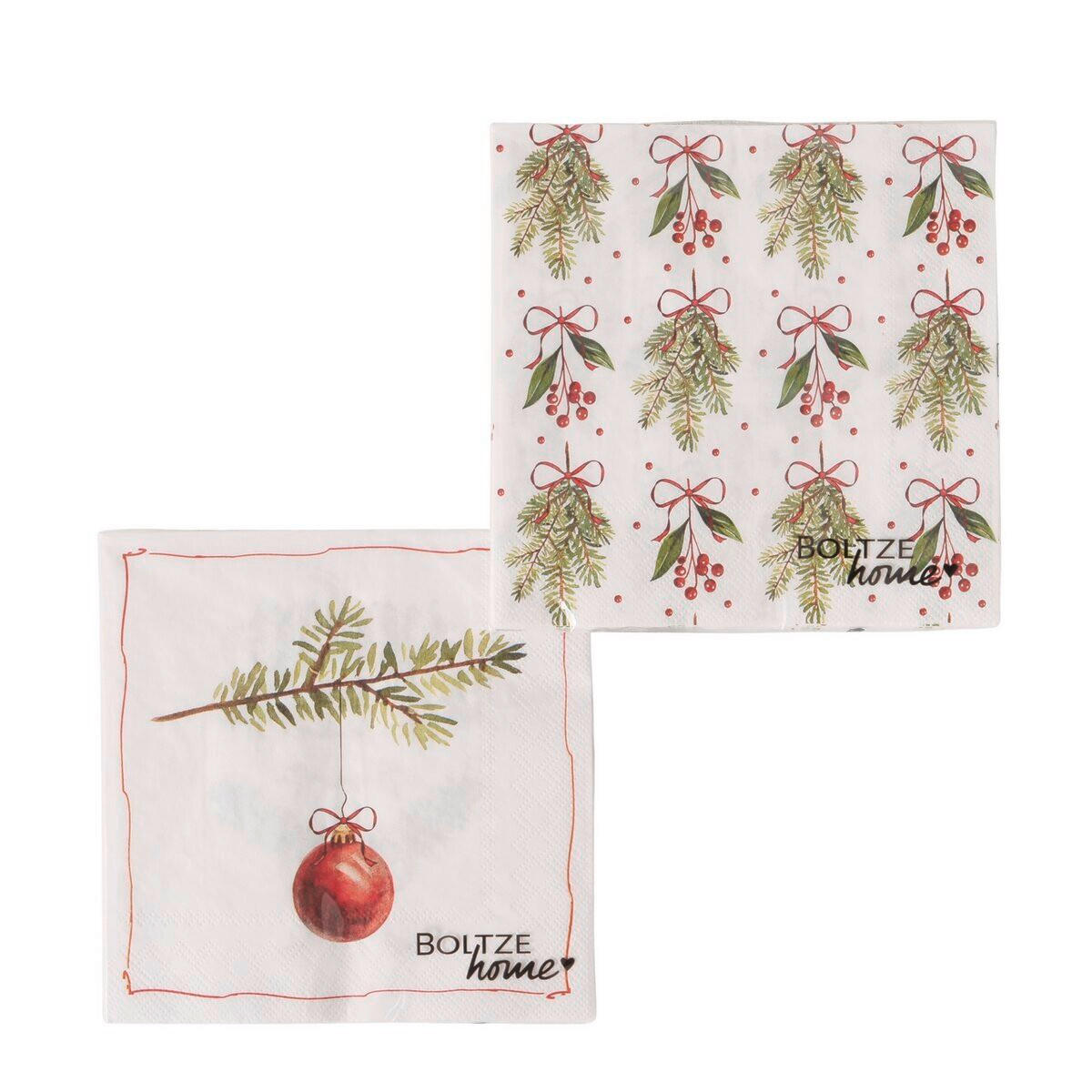 SERVIETTE   17/17/3 cm  - Weiss/Rot, Basics, Papier (17/17/3cm)