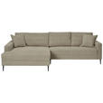 ECKSOFA  in Cord Greige  173/276 cm  - Greige/Schwarz, KONVENTIONELL, Textil/Metall (173/276cm) - Carryhome