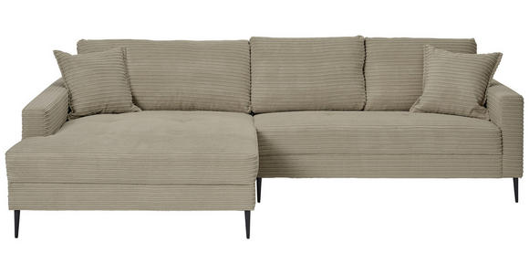 ECKSOFA  in Cord Greige  173/276 cm  - Greige/Schwarz, KONVENTIONELL, Textil/Metall (173/276cm) - Carryhome