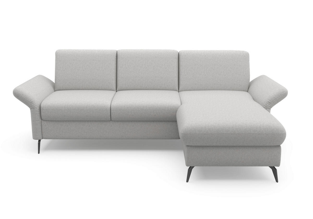 ECKSOFA in Flachgewebe Hellgrau  - Hellgrau/Schwarz, Konventionell, Textil/Metall (251/164cm) - Sit & More