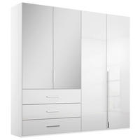 DREHTÜRENSCHRANK Weiss, Weiss Hochglanz  - Weiss Hochglanz/Chromfarben, Design, Glas/Holzwerkstoff (201/223/60cm) - home24