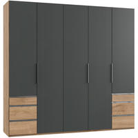 DREHTÜRENSCHRANK 250/236/58 cm 5-türig Graphitfarben, Eichefarben  - Chromfarben/Eichefarben, MODERN, Holzwerkstoff (250/236/58cm) - MID.YOU