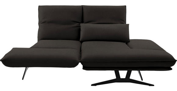 ECKSOFA in Echtleder Graubraun  - Graubraun/Schwarz, Design, Leder/Metall (210/130cm) - Dieter Knoll