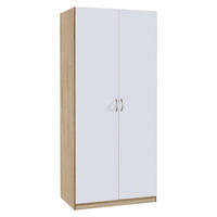DREHTÜRENSCHRANK in Weiss, Sonoma Eiche  - Weiss/Silberfarben, Design, Holzwerkstoff/Kunststoff (91/197/54cm) - Boxxx