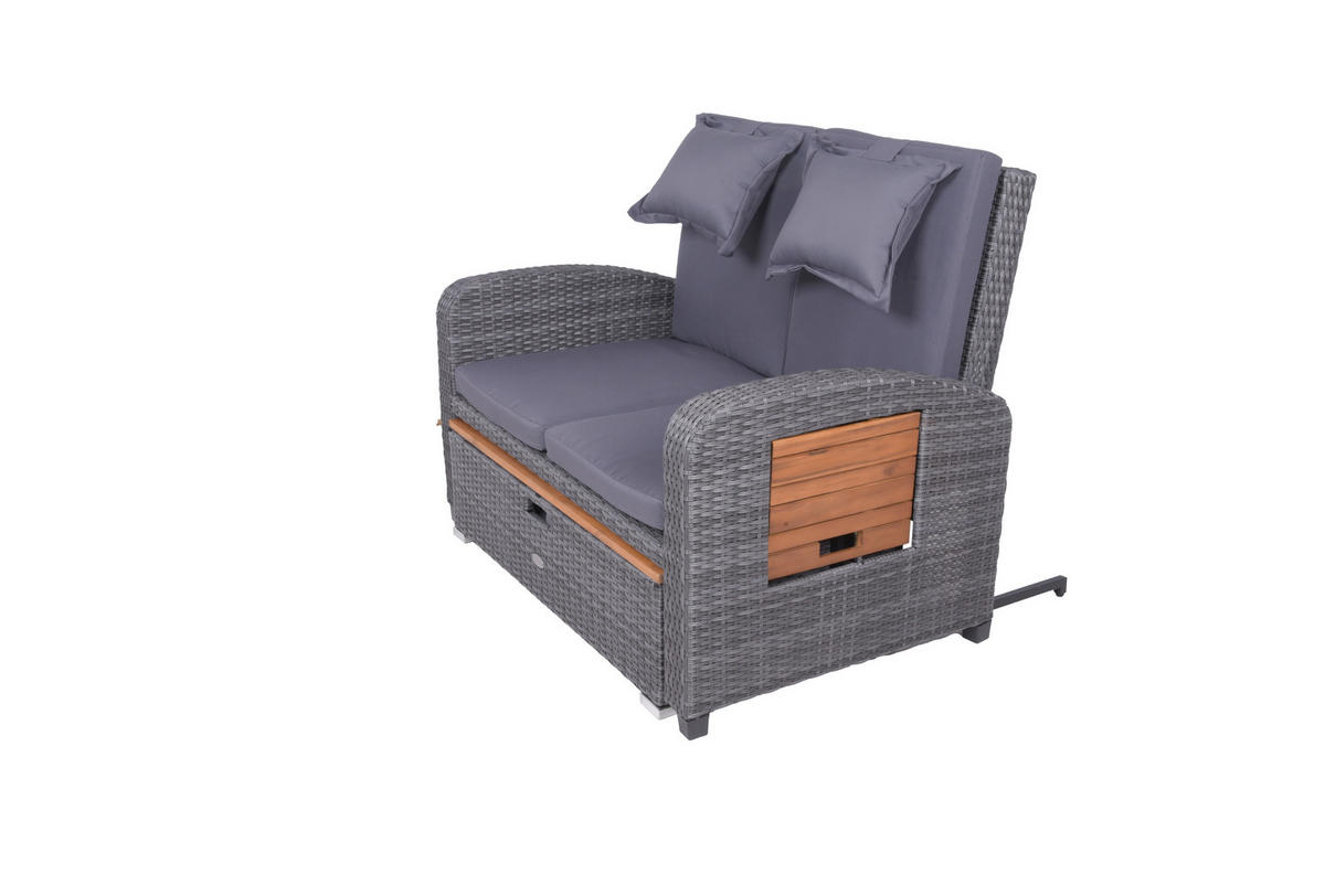 LOUNGEGARNITUR   116/95/118 cm Akazie massiv Stahl  - Dunkelgrau/Anthrazit, Basics, Holz/Kunststoff (116/95/118cm) - Gardenson