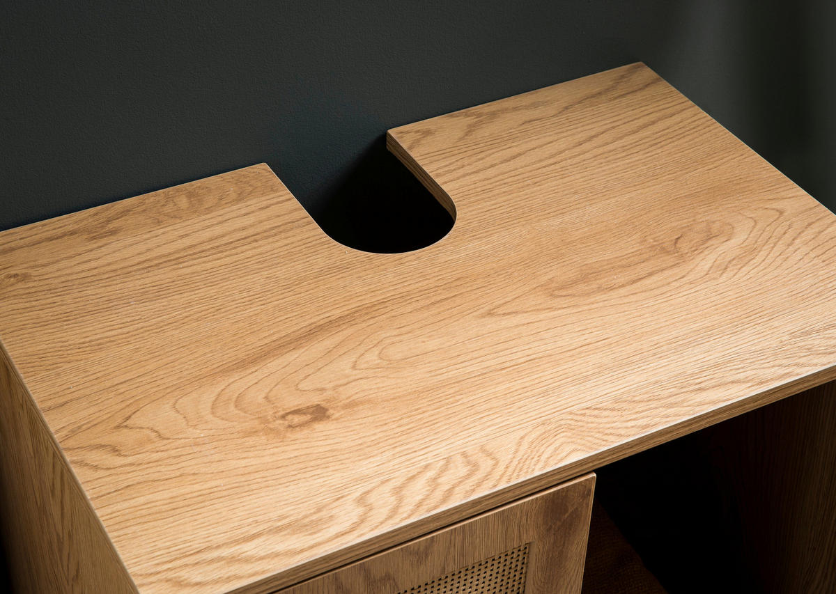 WASCHBECKENUNTERSCHRANK 60/60/40 cm  - Eichefarben/Schwarz, Design, Holzwerkstoff/Metall (60/60/40cm) - MID.YOU