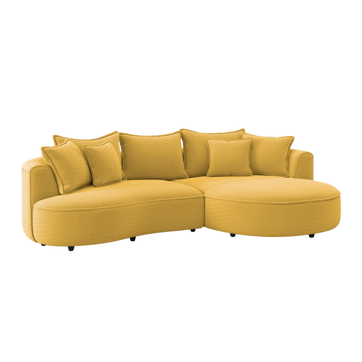 ECKSOFA in Velours, Struktur Senfgelb  - Senfgelb/Schwarz, Modern, Kunststoff/Textil (287/168cm) - Livetastic