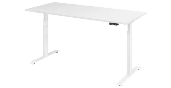 SCHREIBTISCH 180/80/64,5-129,5 cm Weiß höhenverstellbar  - Weiß, KONVENTIONELL, Holzwerkstoff/Metall (180/80/64,5-129,5cm) - Venda