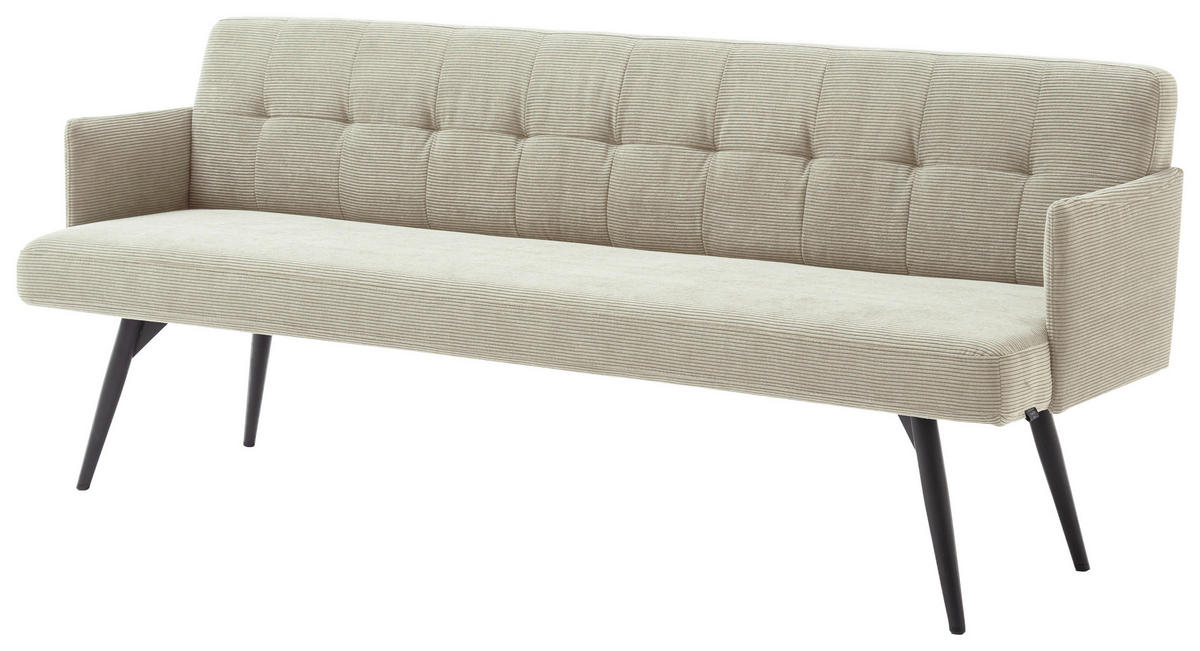 SITZBANK 206/85/69 cm Cord Sandfarben Metall  - Sandfarben/Schwarz, Design, Textil/Metall (206/85/69cm) - Johann Jakob