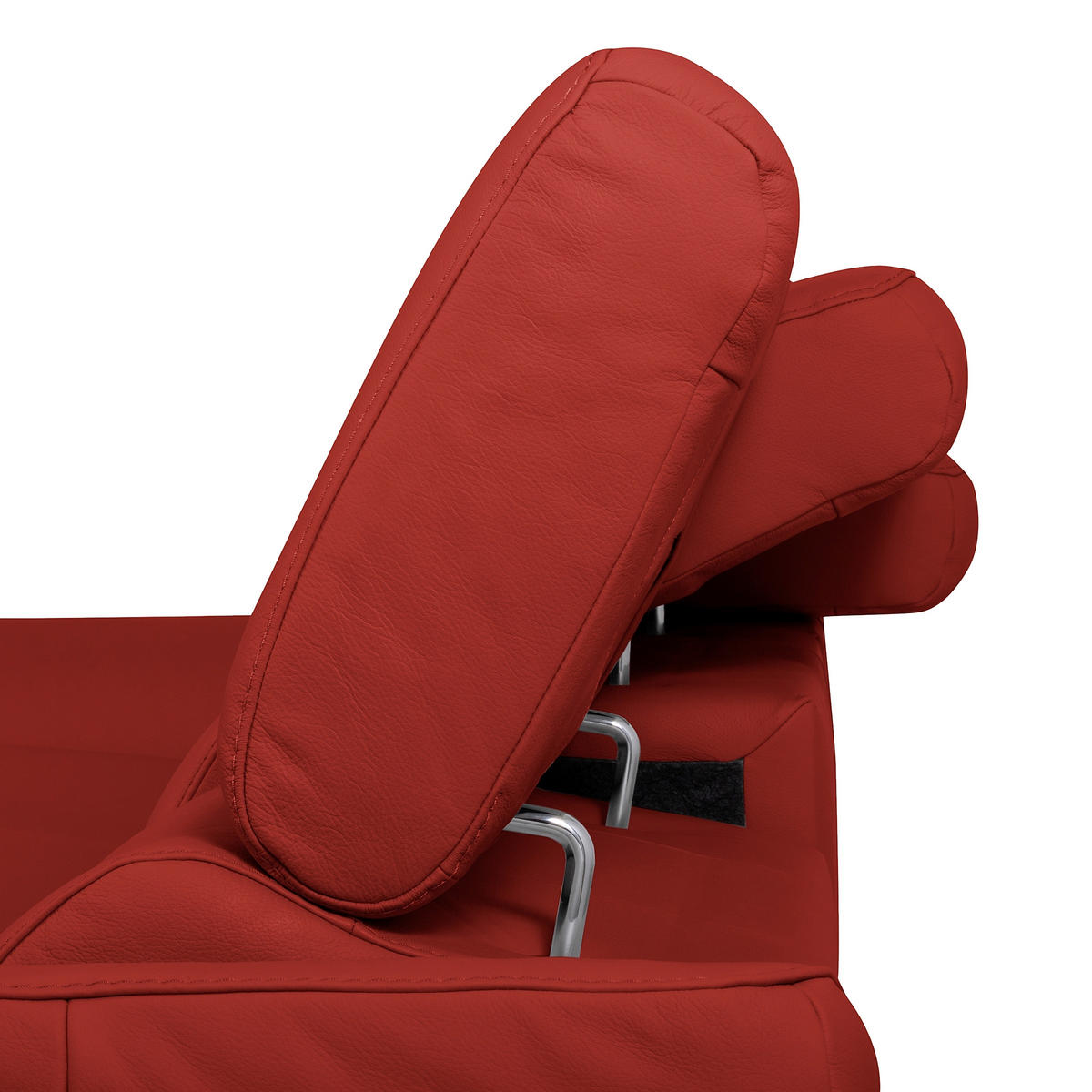 ECKSOFA Lederlook Echtleder Rot  - Chromfarben/Rot, Design, Leder/Textil (252/179cm) - Livetastic