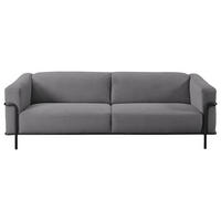 3-SITZER-SOFA in Cord Dunkelgrau  - Dunkelgrau/Schwarz, Design, Textil/Metall (236/67/96cm) - Johann Jakob
