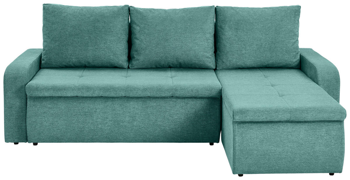 ECKSOFA in Webstoff Mintgrün  - Schwarz/Mintgrün, Konventionell, Kunststoff/Textil (235/158cm) - P & B