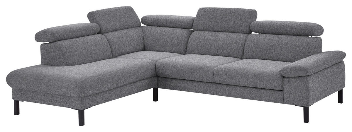 ECKSOFA in Flachgewebe Grau  217/272 cm  - Schwarz/Grau, Design, Holzwerkstoff/Textil (217/272cm) - Pure Home Comfort
