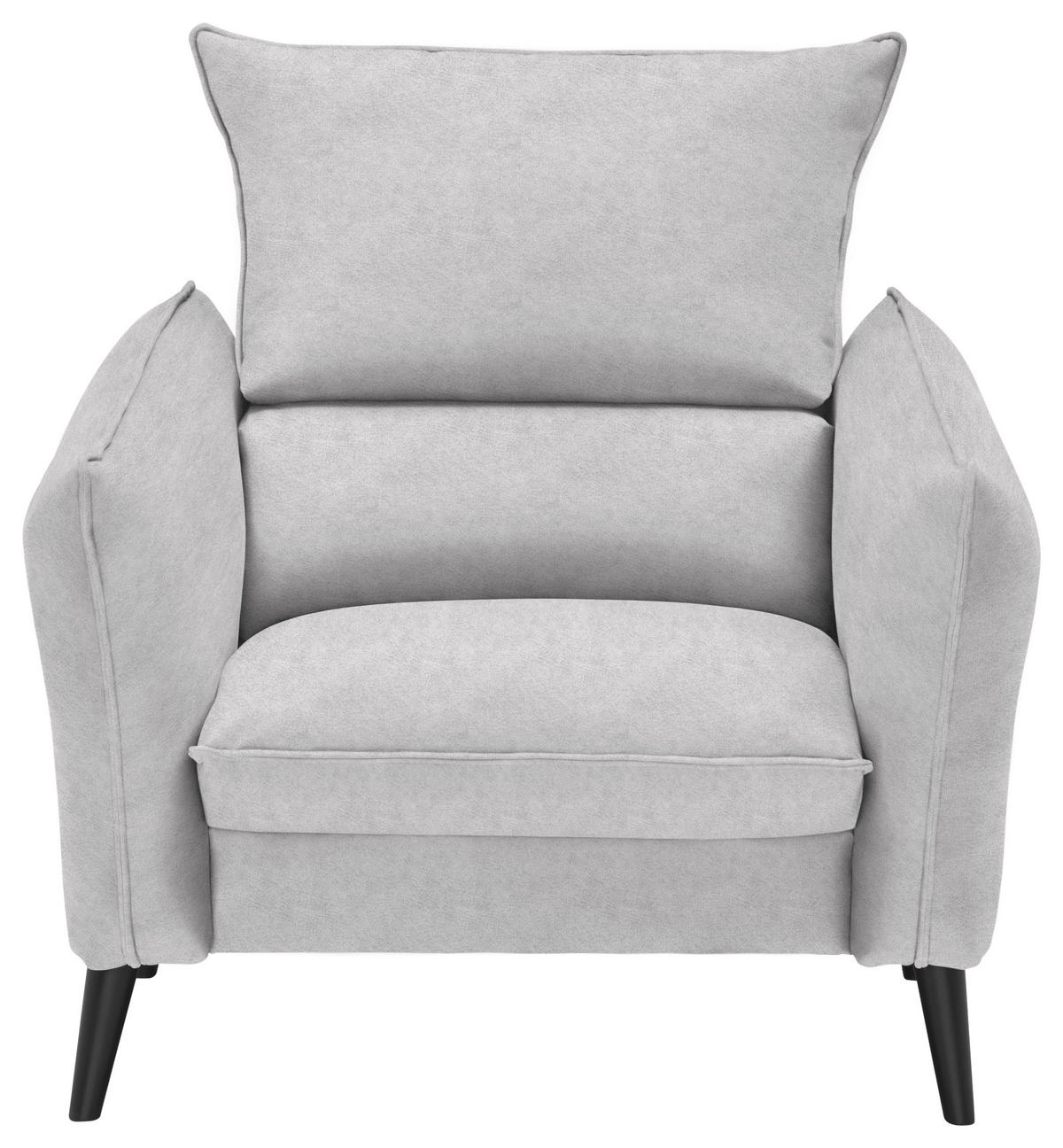 SESSEL Velours Hellgrau    - Hellgrau/Schwarz, Design, Holz/Textil (96/98/100cm) - Carryhome