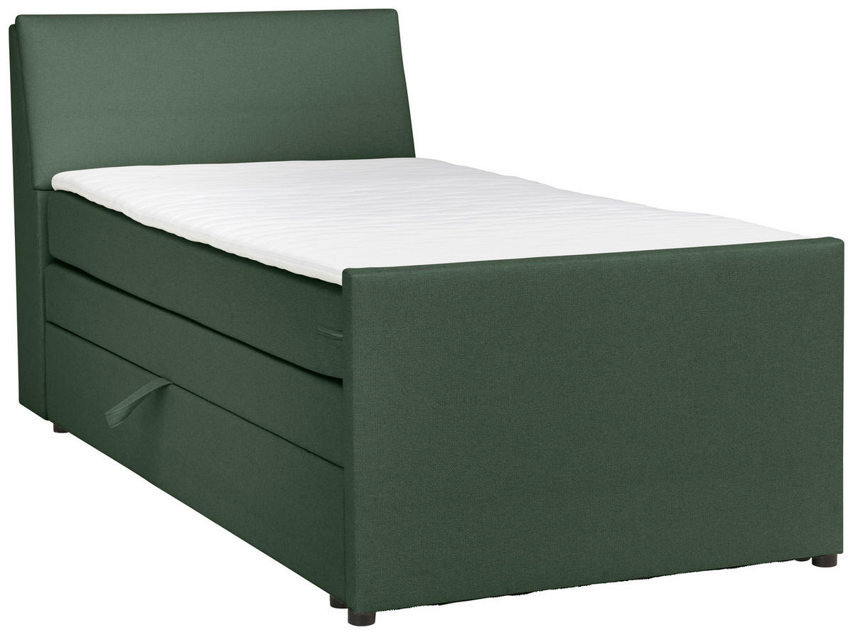 BOXSPRING-ÁGY 100/200 cm  zöld  - fekete/zöld, Modern, textil/fa (100/200cm) - MID.YOU