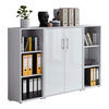 AKTENSCHRANK 173/114/33 cm  - Weiß Hochglanz/Grau, MODERN, Holzwerkstoff (173/114/33cm) - MID.YOU