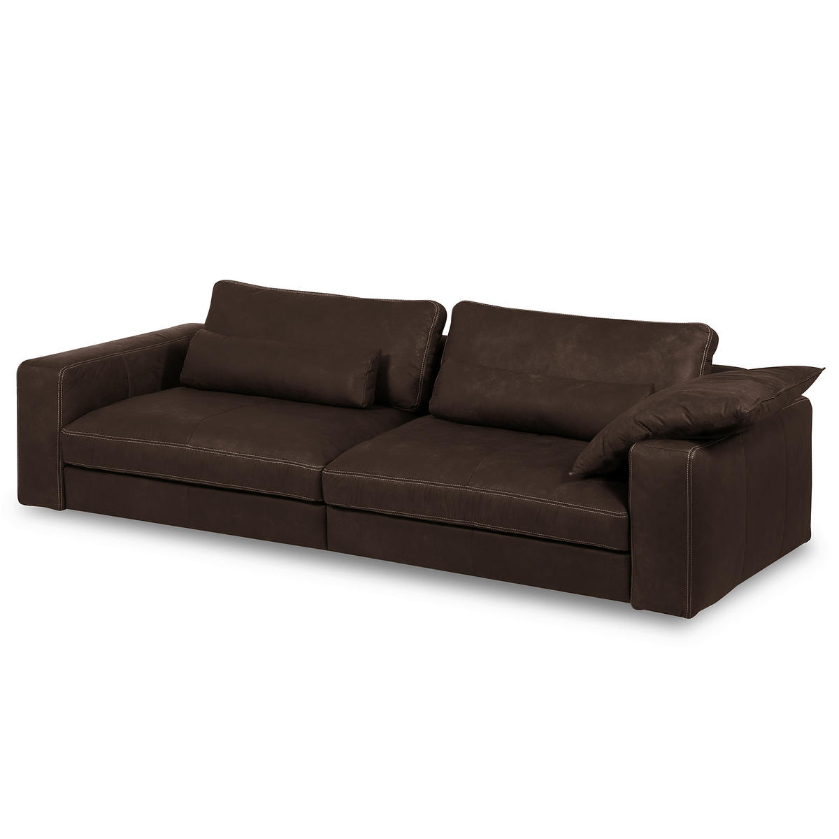 3-SITZER-SOFA  in Echtleder Dunkelbraun   - Dunkelbraun/Beige, Design, Leder/Kunststoff (300/85/123cm) - Livetastic