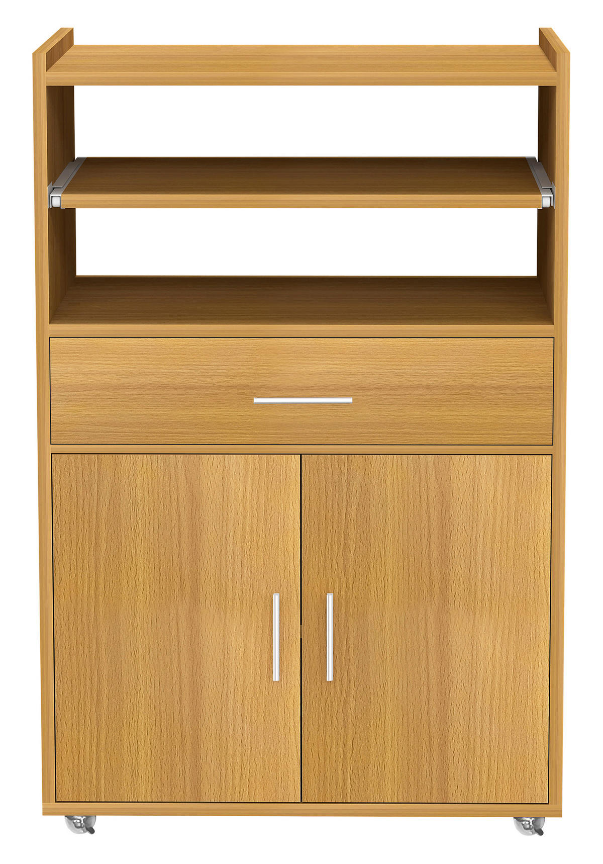SERVIERWAGEN in Buchefarben  - Silberfarben/Buchefarben, Basics, Holzwerkstoff/Kunststoff (59/92/40cm) - MID.YOU
