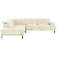 ECKSOFA Creme Chenille Kopfteilverstellung, Sitztiefenverstellung  - Creme/Schwarz, Design, Textil/Metall (243/307cm) - Xora