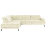 ECKSOFA Creme Chenille Kopfteilverstellung, Sitztiefenverstellung  - Creme/Schwarz, Design, Textil/Metall (243/307cm) - Xora