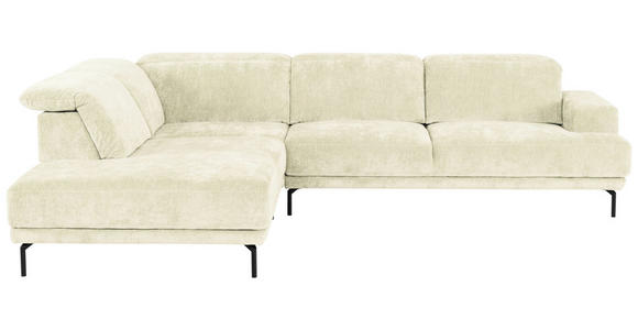 ECKSOFA Creme Chenille Kopfteilverstellung, Sitztiefenverstellung  - Creme/Schwarz, Design, Textil/Metall (243/307cm) - Xora