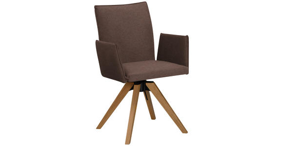 ARMLEHNSTUHL  Stoffauswahl, Typenauswahl, Sitzfläche 360° drehbar, automatische Rückholfunktion Lederlook  - Eichefarben/Braun, KONVENTIONELL, Holz/Textil (64/91/61cm) - Moderano