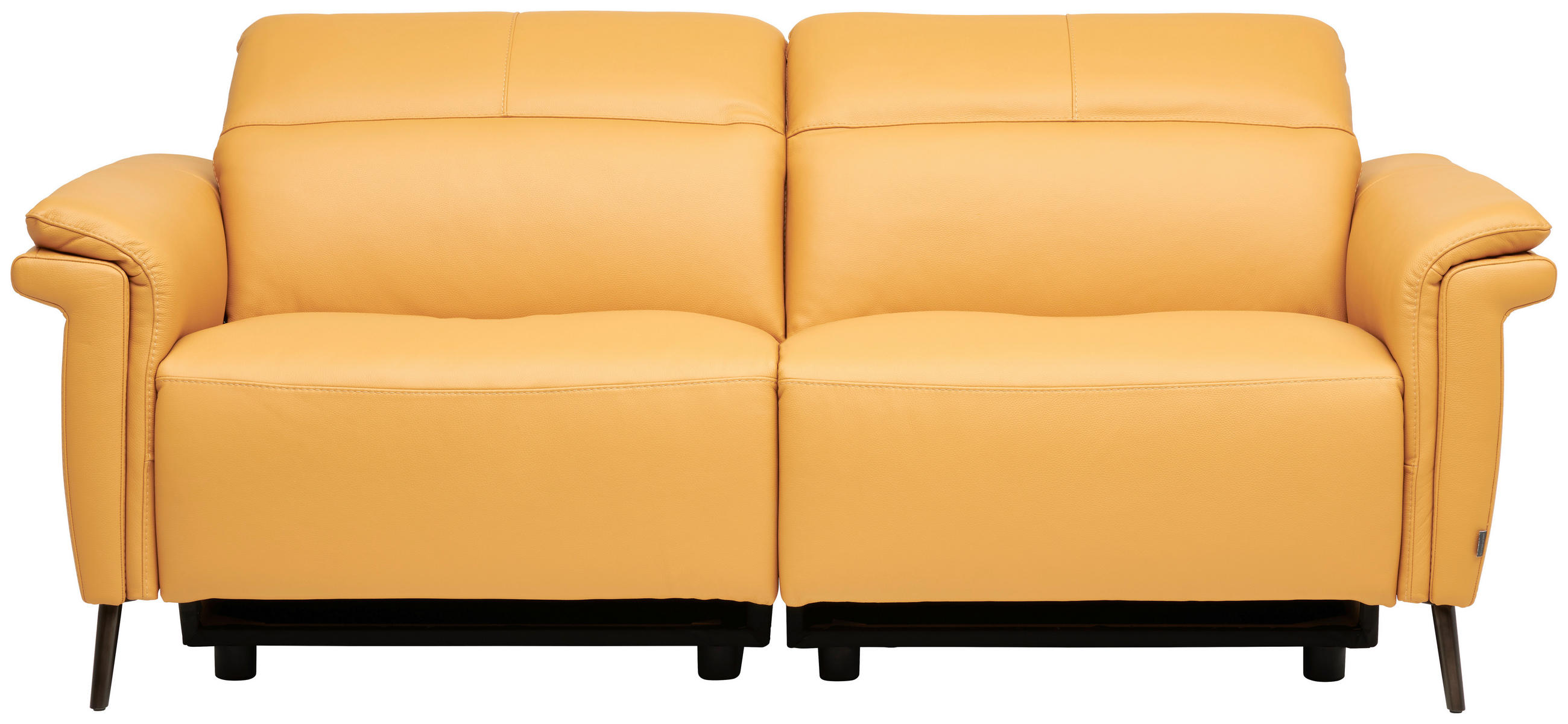 TŘÍMÍSTNÁ POHOVKA, curry žlutá, pravá kůže - černá/curry žlutá, Design, kov/kůže (210/79/104cm) - Emilio Belluti