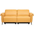 3-SITZER-SOFA Echtleder Currygelb  - Currygelb/Schwarz, Design, Leder/Metall (210/79/104cm) - Emilio Belluti