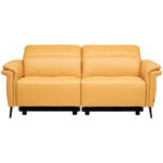 3-SITZER-SOFA in Leder Currygelb  - Currygelb/Schwarz, Design, Leder/Metall (210/79/104cm) - Emilio Belluti