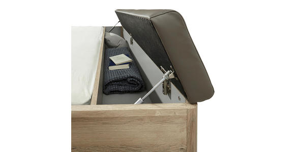 BETTANLAGE in Dunkelgrau, Eichefarben - Dunkelgrau/Eichefarben, Design, Holzwerkstoff/Textil (180/200cm) - Hom`in