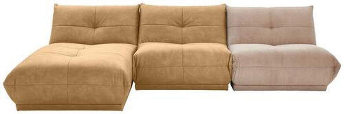 ECKSOFA in Cord, Lederlook Taupe, Hellbraun  - Taupe/Hellbraun, Trend, Textil (185/315cm) - Livetastic