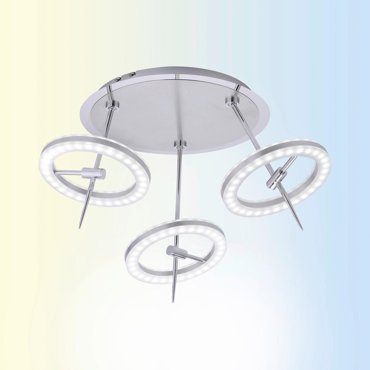 LED-DECKENLEUCHTE 55/55/35,5 cm  - Edelstahlfarben, Design, Kunststoff/Metall (55/55/35,5cm) - Just Light