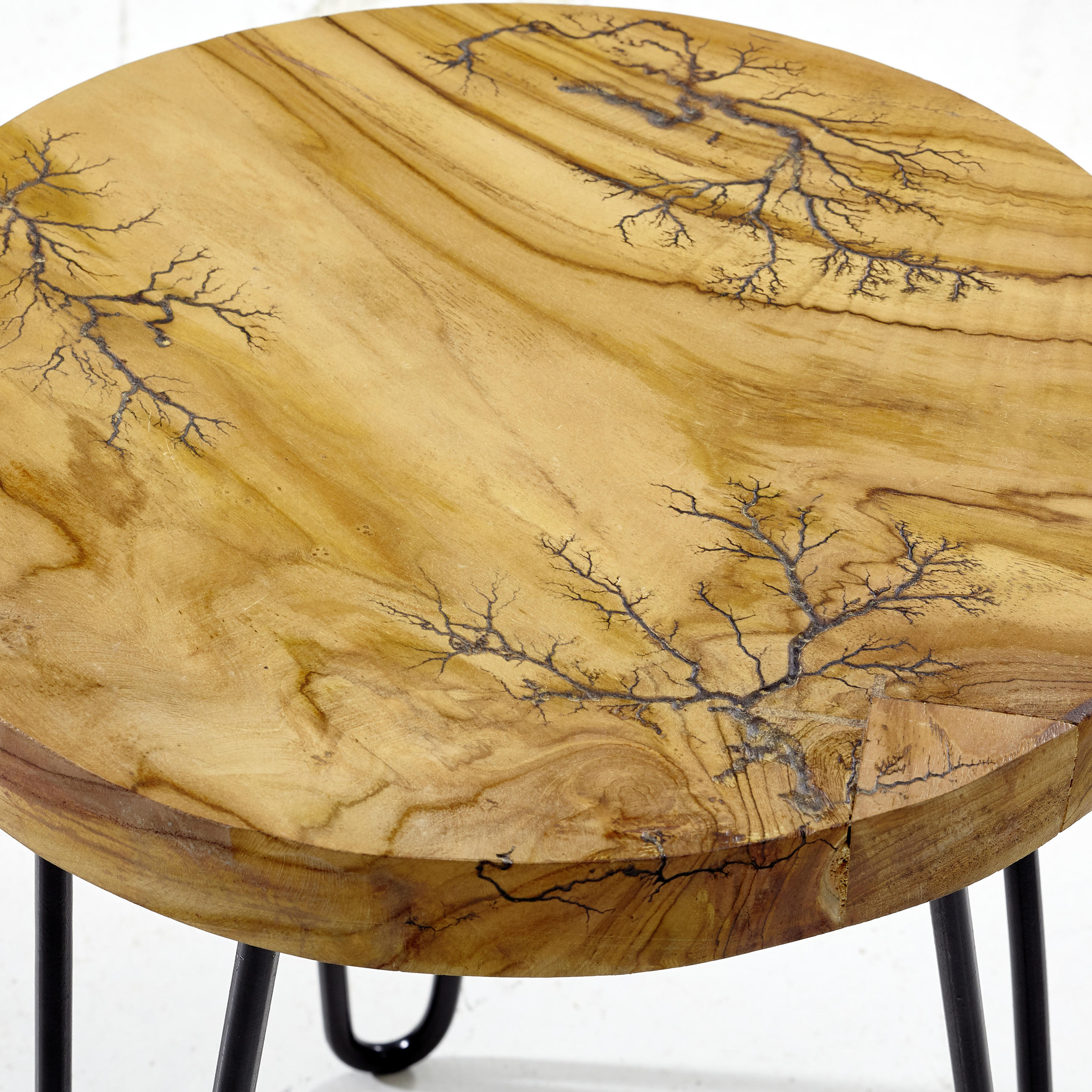 BEISTELLTISCH 40/40/47 cm Teakholz Schwarz, Teakfarben rund  - Schwarz/Teakfarben, LIFESTYLE, Holz/Metall (40/40/47cm) - Landscape