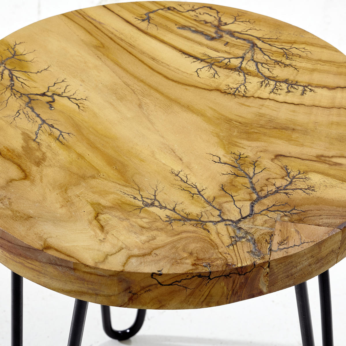 BEISTELLTISCH 40/40/47 cm Teakholz Schwarz, Teakfarben rund  - Schwarz/Teakfarben, LIFESTYLE, Holz/Metall (40/40/47cm) - Landscape