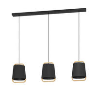 HÄNGELEUCHTE 127,5/22,5/150 cm  - Schwarz/Braun, Natur, Holz/Textil (127,5/22,5/150cm) - Eglo