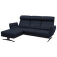 ECKSOFA Dunkelblau Flachgewebe  - Schwarz/Dunkelblau, Design, Textil/Metall (176-217/279-327cm) - Dieter Knoll