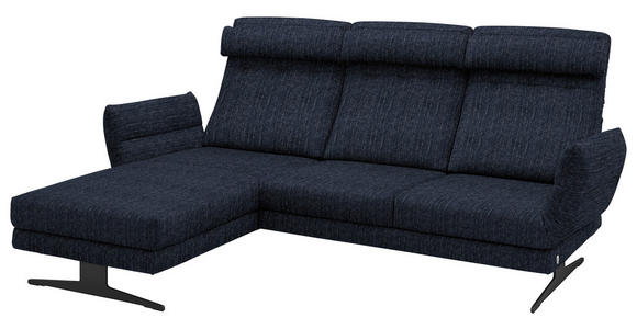 ECKSOFA Dunkelblau Flachgewebe  - Schwarz/Dunkelblau, Design, Textil/Metall (176-217/279-327cm) - Dieter Knoll