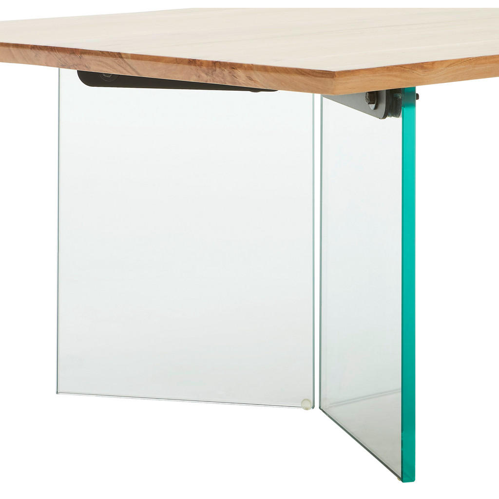 Thumbnail - Livetastic Couchtisch, Akazie, Glas, Holz, Akazie, vollmassiv, Holz, rechteckig, Sockel, 130x42x70 cm, einfacher Aufbau,...