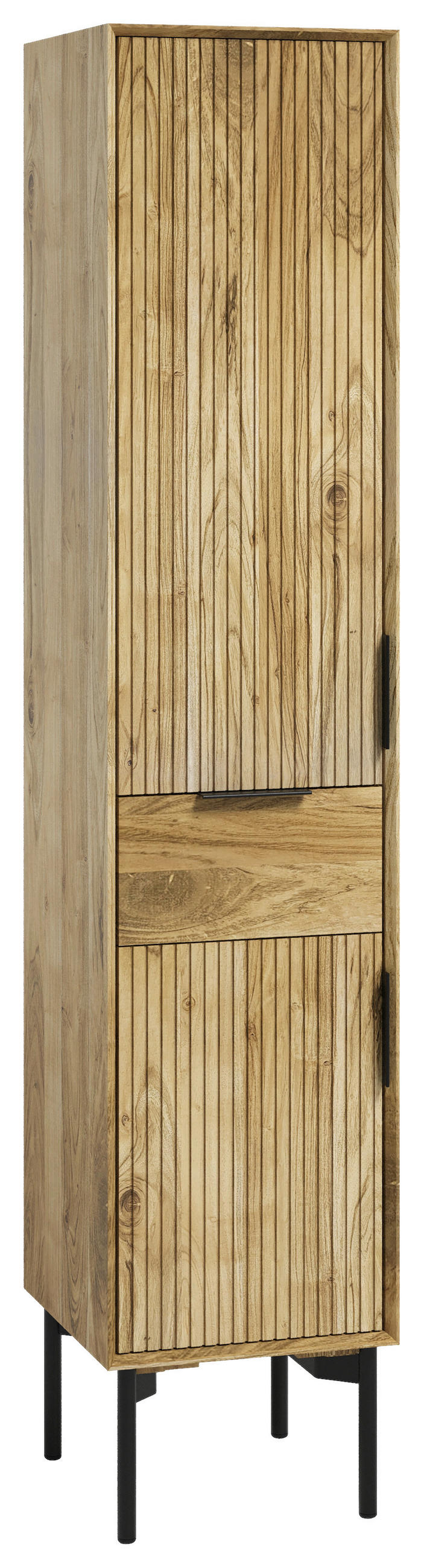 HOCHSCHRANK 41/200/42 cm  - Schwarz/Naturfarben, Natur, Holz/Metall (41/200/42cm) - Livetastic